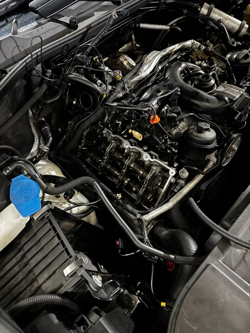 Engine bay detail during a service
