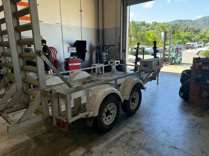 Trailer in the workshop for an inspection